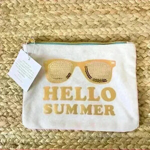 Slant Collections Hello Summer Sunglass Sequin Cosmetic Bag